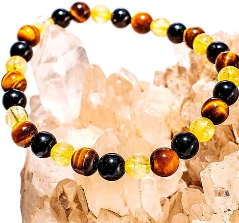 WFJ Citrine, Yellow Tiger Eye, Onyx Triple Protection Bracelet for Men and women (8MM) 19cm in Saudi Arabia