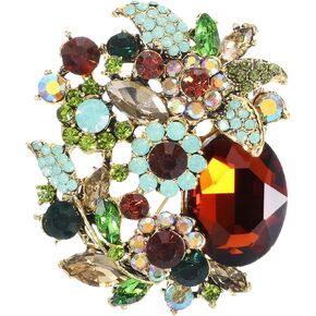 Rhinestone Glitter Flower Brooch Pin, Crystal Elegant Flower Badge Brooches, Vintage Crystal Flowers Bouquet Pin for Clothes Dress Hats Bags Accessory in Kuwait