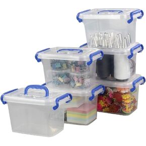 صندوق تخزين بلاستيكي سعة 6 لتر من EudokkyNA، مجموعة صناديق شفافة بمقابض مكونة من 6 قطع in Kuwait