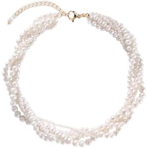 Layered Pearl Necklace Simulated Pearl Chokers for Women Multi-Strand Pearl Statement Bridal Choker Necklace for Wedding Party in Saudi Arabia