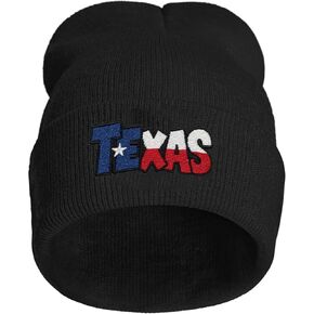 Yuawoi Texas State Pride White Knit Beanie, Patriotic State Pride Design Stretch Skull Cap, Embroidered Winter Hat in Kuwait