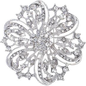 Crystal Rhinestone Brooch for Women, Silver Sparkle Women's Brooches & Pins, Large Rhinestone Brooch Jewelry Pins for DIY Bridal Wedding Bouquet in Saudi Arabia