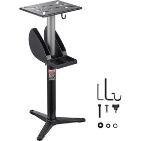 VEVOR Bench Grinder Stand, Heavy-Duty Bench Grinder and Vise Floor Pedestal with 10.6" x 10.6" Mounting Plate, Pre-Cut Mounting Slots & Water Pot, Compatible with Most Bench Grinders in Saudi Arabia