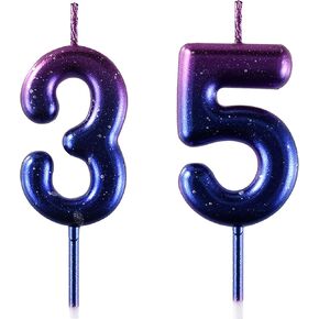 AOOLADA 35 & 53 Birthday Candle, 35th & 53rd Cake Candles, Number 35 & 53 Birthday Candles for Cake Topper Decoration, Black in Kuwait