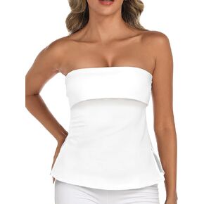 AURUZA Tube Tops for Women Strapless Backless Bandeau Top Sexy Going Out Trendy Off Shoulder Side Split Summer Bustier Tops in Saudi Arabia