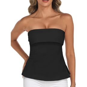 AURUZA Tube Tops for Women Strapless Backless Bandeau Top Sexy Going Out Trendy Off Shoulder Side Split Summer Bustier Tops in Kuwait