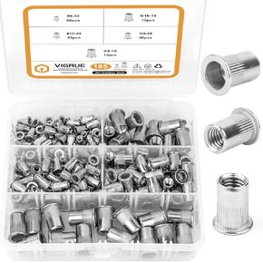 VIGRUE 304 Stainless Steel SAE & Metric Rivet Nuts Kit with Portable Case #8-32#10-24 1/4"-20 5/16"-18 3/8"-16 M3 M4 M5 M6 M8 M10 M12 356PCS Nutserts Rivnuts Assortment Kit in Saudi Arabia