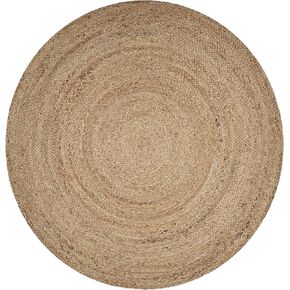 LR Home سجادة مستديرة من الجوت الطبيعي بطول 4 أقدام لديكور المنزل | سجاد مضفر لغرفة المعيشة وغرفة النوم وغرفة اللعب | سجادة داخلية حديثة لمزرعة بوهو لديكور الغرفة | أسمر/بيج in Kuwait