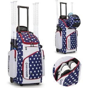 Rolling Baseball Bag with Wheels, 60L Capacity Softball Bag Holds 4 Bats for Boys and Girls, Youth Equipment Bag with Shoe Compartment in Kuwait