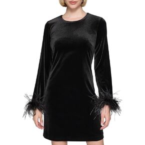 KARL LAGERFELD Women's Long Sleeve Stretch Velvet Sheath Mini Dress in Saudi Arabia