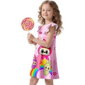 ATTRAYENT Girls Fashion Dress Casual Playwear Ruffle Sleeve Dresses in Saudi Arabia