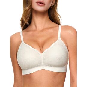 Lehoba Women's Wireless No Show Lace Bras, Sexy Seamless Comfortable Bralettes No Underwire Scalloped Tshirt Bra in Saudi Arabia