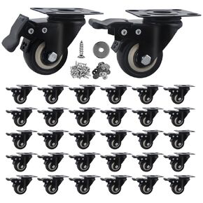 2 Inch Wheel Casters,Set of 4 Heavy Duty Casters,with Brake,No Noise Locking Polyurethane (PU) Wheels, for Furniture and Workbench Load 800lbs in Kuwait