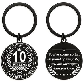 Hewonnn Sober Anniversary Milestone Gift - AA NA Sobriety Recovery Token, 1 Year-10 Years Sober Keychain With Mirror Stickers in Saudi Arabia