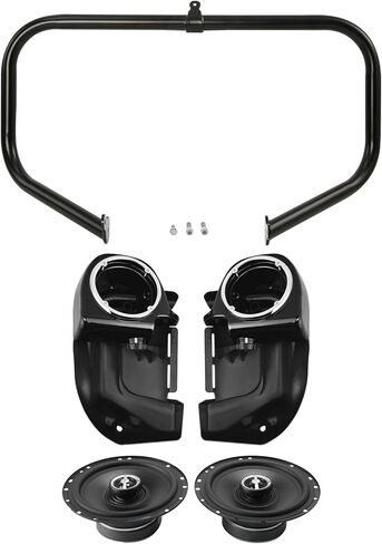 TCMT Highway Engine Guard Crash Bar Lower Vented Leg Fairing with 6.5" Speaker Pods Fit For Harley Touring Road King Road Glide CVO Street Glide 2009-2013 in Saudi Arabia