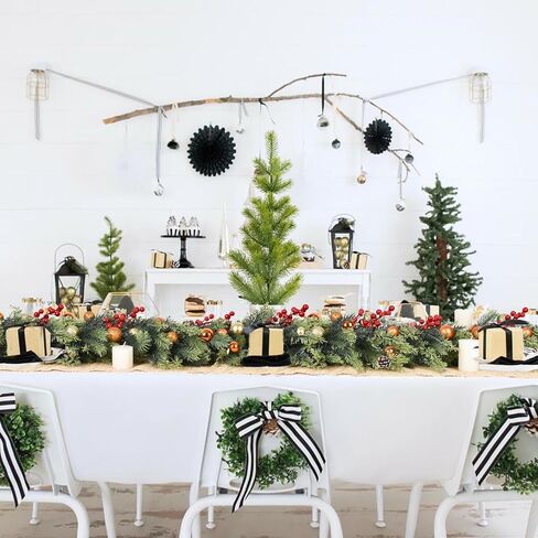 JoyHome الصنوبر عيد الميلاد إكليل، 6FT الخضرة الاصطناعية الصنوبر إكليل واقعية الأرز والسرو لقضاء عطلة رف الموقد الجدول الديكور المركزية، التدرج الأخضر in Kuwait