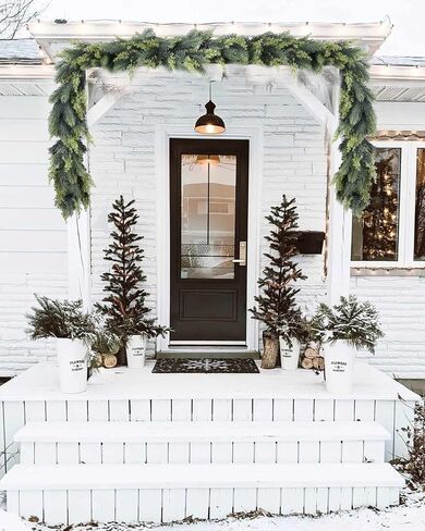 JoyHome الصنوبر عيد الميلاد إكليل، 6FT الخضرة الاصطناعية الصنوبر إكليل واقعية الأرز والسرو لقضاء عطلة رف الموقد الجدول الديكور المركزية، التدرج الأخضر in Kuwait