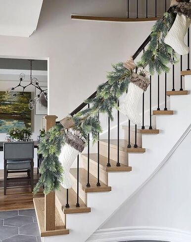 JoyHome الصنوبر عيد الميلاد إكليل، 6FT الخضرة الاصطناعية الصنوبر إكليل واقعية الأرز والسرو لقضاء عطلة رف الموقد الجدول الديكور المركزية، التدرج الأخضر in Kuwait