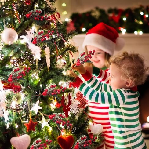 10 عبوات من أغصان التوت الاصطناعي لعيد الميلاد لتزيين الأشجار، سيقان التوت الأحمر ذاتية الصنع لديكور إكليل الحرف اليدوية in Kuwait
