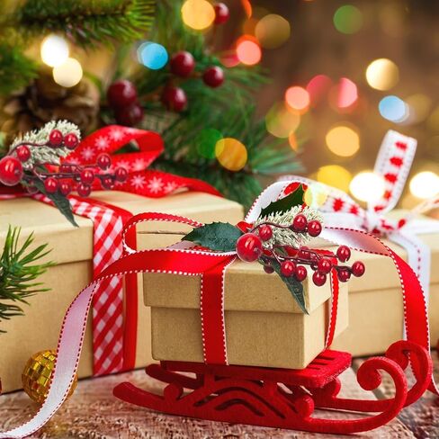10 عبوات من أغصان التوت الاصطناعي لعيد الميلاد لتزيين الأشجار، سيقان التوت الأحمر ذاتية الصنع لديكور إكليل الحرف اليدوية in Kuwait