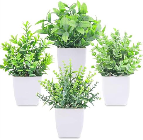 4 Pcs Artificial Fake Plants Mini Potted Faux Plants Greenery for Indoor Home Decor Office Farmhouse in Saudi Arabia