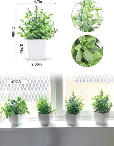 4 Pcs Artificial Fake Plants Mini Potted Faux Plants Greenery for Indoor Home Decor Office Farmhouse in Saudi Arabia