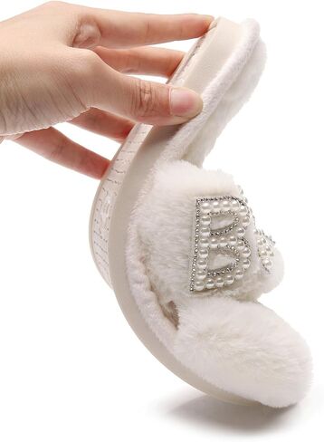 White Bride Slippers for Wedding Day Bridesmaid Slippers Mother of the Bride Gifts for Bridal and Bachelorette Party(Size 7-8) in Saudi Arabia