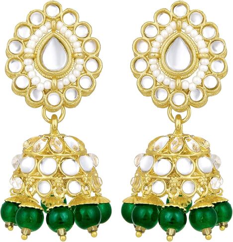 Aheli Kundan Studded Choker Necklace Jhumki Earring & Maang Tikka Ethnic Fashion Bharatanatyam jewellery set Gift for Women in Saudi Arabia
