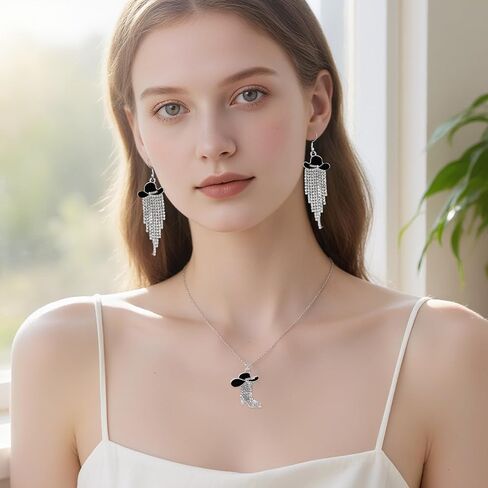 Yuunheg 2 Pcs Cowgirl Jewelry for Women Cowgirl Accessories for Women Sparkly Rhinestone Western Tassel Earrings and Cowboy Boot Necklace Sets for Wild West Theme Party Country Music Festival in Kuwait