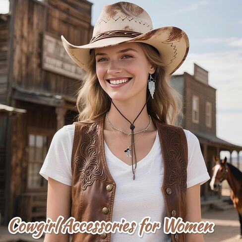 Yuunheg 2 Pcs Cowgirl Jewelry for Women Cowgirl Accessories for Women Sparkly Rhinestone Western Tassel Earrings and Cowboy Boot Necklace Sets for Wild West Theme Party Country Music Festival in Kuwait