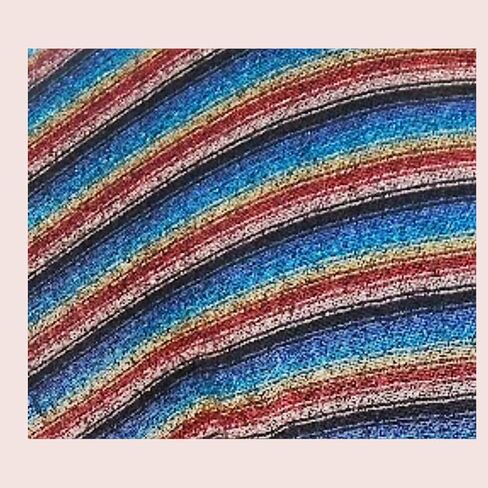 Decades Fashion Frankie Top in Rainbow Sparkle, Vintage Style Striped Blouse, Polyester Spandex Blend, Stretch Fabric in Saudi Arabia
