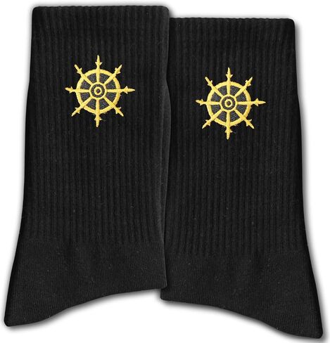 FujLoy Funny Ship's Socks - Black Crew Socks for Men, Women - Gifts for Him or Her in Saudi Arabia