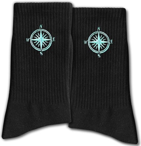 FujLoy Funny Ship's Socks - Black Crew Socks for Men, Women - Gifts for Him or Her in Saudi Arabia