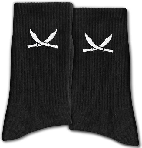 FujLoy Funny Ship's Socks - Black Crew Socks for Men, Women - Gifts for Him or Her in Saudi Arabia