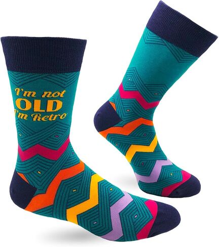 Fabdaz I'm Not Old I'm Retro Fun Socks for Men - Colorful Novelty Crew Length Classic Design in Saudi Arabia