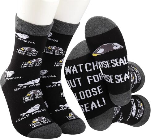 MBMSO Funny Seal Gift 2 Pairs Seal of Approval Socks Seal Lovers Gift Watch out for Loose Seal Novelty Socks Punny Jokes Gift in Saudi Arabia