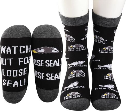 MBMSO Funny Seal Gift 2 Pairs Seal of Approval Socks Seal Lovers Gift Watch out for Loose Seal Novelty Socks Punny Jokes Gift in Saudi Arabia