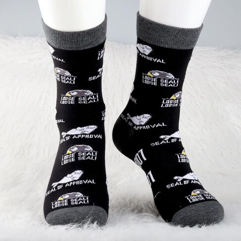 MBMSO Funny Seal Gift 2 Pairs Seal of Approval Socks Seal Lovers Gift Watch out for Loose Seal Novelty Socks Punny Jokes Gift in Saudi Arabia