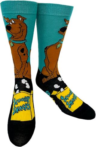 Hyp "Sock Talk Scooby Snacks 2 pack Men's Socks. 2 pair Scooby Doo in Mystery Machine & Scooby Snacks - Bottom Sole Text: I’m Here For The Snacks & If You Can Read This… Men’s Shoe Size 6-12. in Saudi Arabia