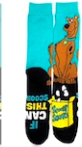 Hyp "Sock Talk Scooby Snacks 2 pack Men's Socks. 2 pair Scooby Doo in Mystery Machine & Scooby Snacks - Bottom Sole Text: I’m Here For The Snacks & If You Can Read This… Men’s Shoe Size 6-12. in Saudi Arabia