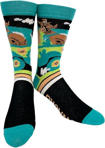 Hyp "Sock Talk Scooby Snacks 2 pack Men's Socks. 2 pair Scooby Doo in Mystery Machine & Scooby Snacks - Bottom Sole Text: I’m Here For The Snacks & If You Can Read This… Men’s Shoe Size 6-12. in Saudi Arabia