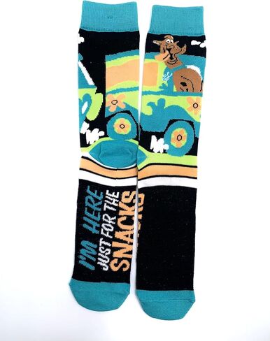 Hyp "Sock Talk Scooby Snacks 2 pack Men's Socks. 2 pair Scooby Doo in Mystery Machine & Scooby Snacks - Bottom Sole Text: I’m Here For The Snacks & If You Can Read This… Men’s Shoe Size 6-12. in Saudi Arabia
