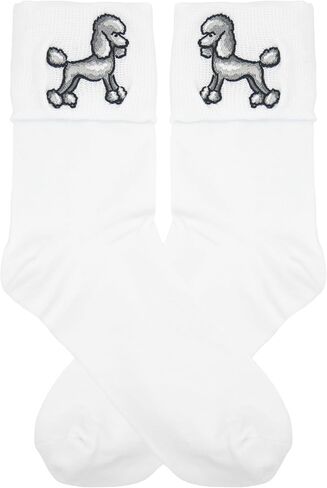 InnoBeta Bobby Poodle Socks, with Embroidered Logo, 50s Costumes for Adult Women Men White Sock Hop Socks in Saudi Arabia