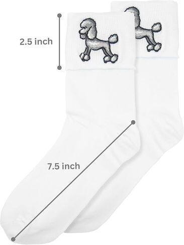 InnoBeta Bobby Poodle Socks, with Embroidered Logo, 50s Costumes for Adult Women Men White Sock Hop Socks in Saudi Arabia