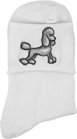 InnoBeta Bobby Poodle Socks, with Embroidered Logo, 50s Costumes for Adult Women Men White Sock Hop Socks in Saudi Arabia