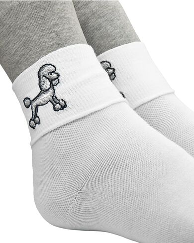 InnoBeta Bobby Poodle Socks, with Embroidered Logo, 50s Costumes for Adult Women Men White Sock Hop Socks in Saudi Arabia