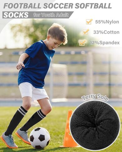 Ludaro Baseball Soccer Socks for Boys Girls, Toddler Knee High Football Softball Athletic Socks Belt Combo Set for Kids Youth in Saudi Arabia