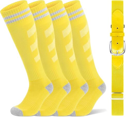 Ludaro Baseball Soccer Socks for Boys Girls, Toddler Knee High Football Softball Athletic Socks Belt Combo Set for Kids Youth in Saudi Arabia