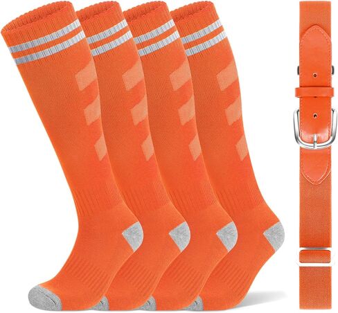 Ludaro Baseball Soccer Socks for Boys Girls, Toddler Knee High Football Softball Athletic Socks Belt Combo Set for Kids Youth in Saudi Arabia
