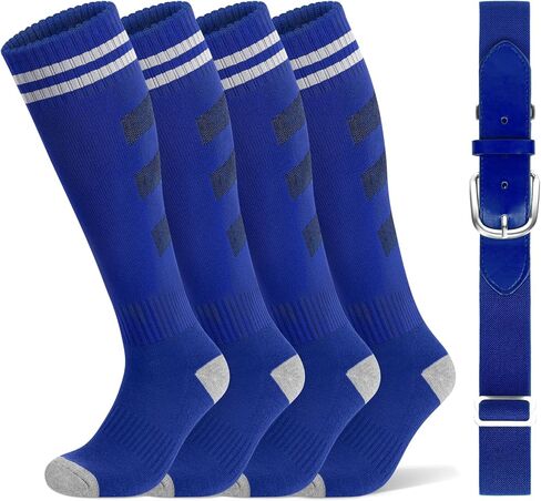 Ludaro Baseball Soccer Socks for Boys Girls, Toddler Knee High Football Softball Athletic Socks Belt Combo Set for Kids Youth in Saudi Arabia